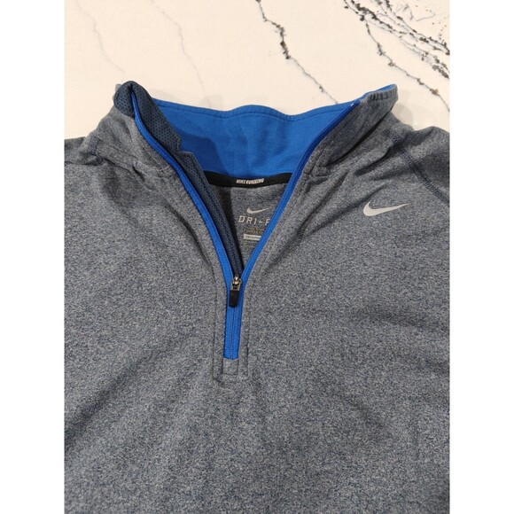 Nike Running 1/2 Zip Shirt Men's M Long Sleeve Dri-Fit Blue Heather Soft Stretch - Picture 1 of 10